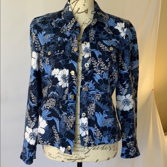Evan-picone SzS Blue Floral Linen Blend Jacket. - Picture 5 of 7